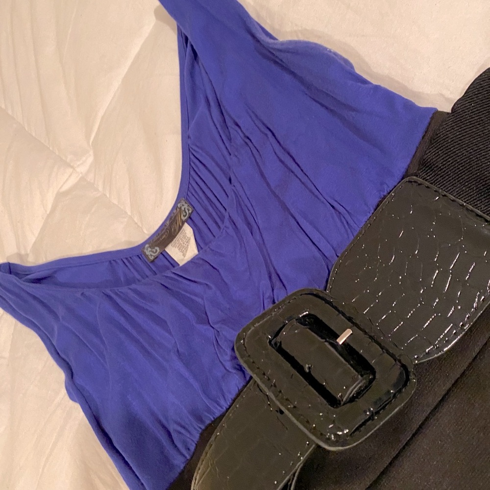 Blue and Black Mini Formal Dress